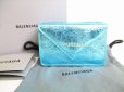 Photo1: BALENCIAGA Metallic Green Leather Trifold Mini Wallet Purse #8145 (1)