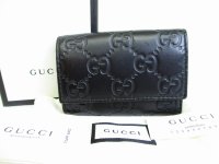 GUCCI Guccissima GG Black Leather 6 Pics Key Cases #8162