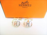 HERMES H Motif Sterling Silver Ag925 Cufflinks Cuffs #8177
