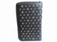 Photo2: Jimmy Choo Metal Stars Black Biker Leather Round Zip Wallet #8185 (2)