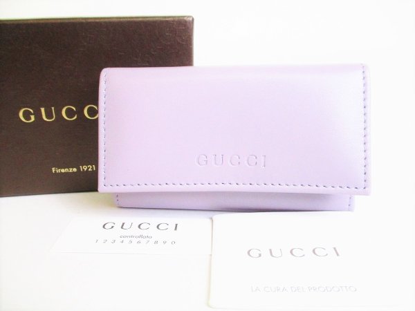 Photo1: GUCCI Lilac Leather 6 Pics Key Cases #8187