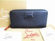 Photo1: Christian Louboutin Black Leather Round Zip Wallet #8197 (1)