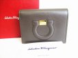 Photo1: Salvatore Ferragamo Gancini Gray Pink Leather Bifold Wallet #8204 (1)