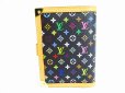 Photo2: LOUIS VUITTON Multicolor Black Leather Small Ring Agenda Cover #8240 (2)