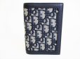 Photo1: Christian Dior Navy Blue Canvas Passport Holder Notebook Holder #8245 (1)