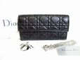 Photo1: Christian Dior Cannage Black Leather Lady Dior Chain Wallet #8255 (1)