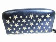 Photo2: Jimmy Choo Metal Stars Navy Blue Leather Round Zip Wallet FILIPA #8281 (2)