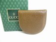 Photo1: GUCCI Vintage Olive Leather Coin Purse #8322 (1)