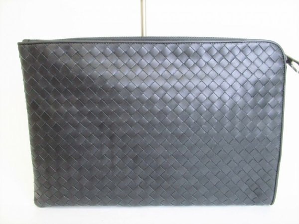 Photo2: BOTTEGA VENETA Intrecciato Gray Leather Clutch Bag Document Case #8329
