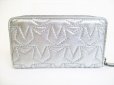 Photo2: Jimmy Choo Silver Embossed Leather Round Zip Wallet NEFER #8344 (2)