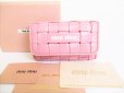 Photo1: miu miu Intertwining Pink Nappa Leather 6 Pics Key Cases #8356 (1)