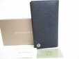 Photo1: BVLGARI Black Leather Bifold Long Wallet Purse #8362 (1)