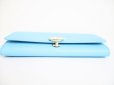 Photo5: BVLGARI Light Blue Leather Logo Clip Bifold Long Wallet #8376