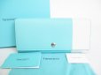 Photo1: Tiffany & Co. Blue and White Leather Bifold Long Wallet Purse #8377 (1)