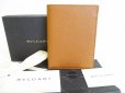 Photo1: BVLGARI Brown Leather Passport Holder Bill Wallet Card Case #8383 (1)