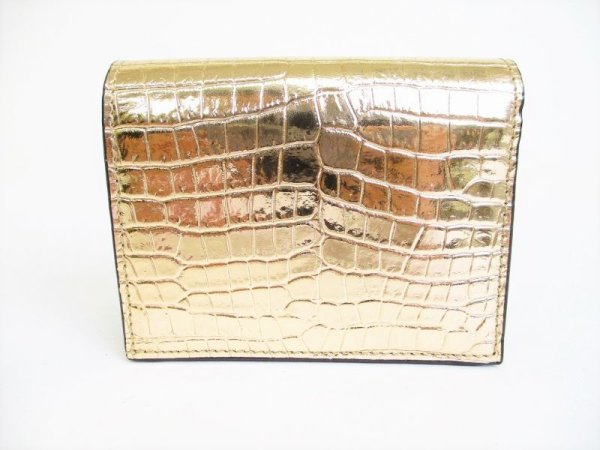 Photo2: Jimmy Choo Light Gold Leather Bifold Wallet Compact Wallet #8384