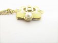 Photo4: CHANEL CC Logo Plastic Pearl Champagne Gold Chain Necklace #8388