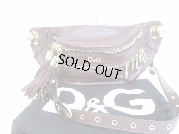 Photo1: DOLCE&GABBANA D&G Brown Leather Waist Pack Body Bag Purse #8399