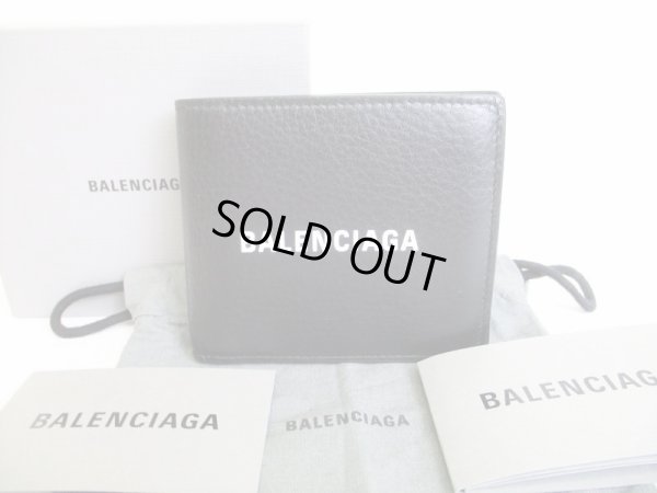 Photo1: BALENCIAGA Everyday Black Leather Bifold Wallet Compact Wallet #8400