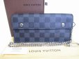 Photo1: LOUIS VUITTON Damier Graphite Leather Chain Wallet Portefeuille Accordion #8411 (1)