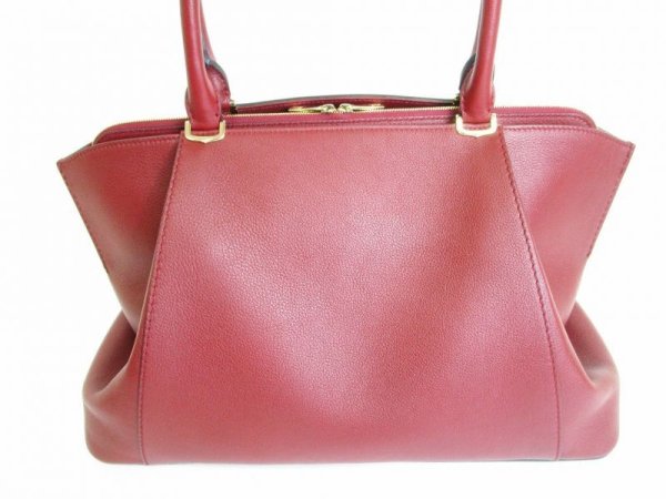 Photo2: Cartier Red Spinel Taurillon Leather Hand Bag C de Cartier MM #8418