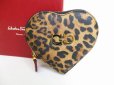 Photo1: Salvatore Ferragamo Gancini Animal Print Leather Heart Coin Purse #8425 (1)