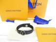 Photo1: LOUIS VUITTON Monogram Eclipse Leather LV Circle Bangle Bracelet #8427 (1)