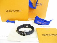 LOUIS VUITTON Monogram Eclipse Leather LV Circle Bangle Bracelet #8427