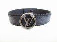 Photo2: LOUIS VUITTON Monogram Eclipse Leather LV Circle Bangle Bracelet #8427 (2)