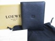 Photo1: LOEWE Black Leather Passport Holder Notebook Cover #8446 (1)