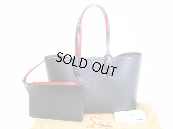 Photo1: Christian Louboutin Black Leather Cabata Small Tote Bag Shopping Bag #8455