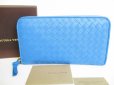Photo1: BOTTEGA VENETA Intrecciato Light Blue Leather Round Zip Wallet #8463 (1)