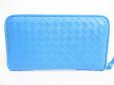 Photo2: BOTTEGA VENETA Intrecciato Light Blue Leather Round Zip Wallet #8463 (2)
