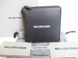 Photo1: BALENCIAGA Black Leather Bifold Round Zip Wallet Compact Wallet #8466 (1)