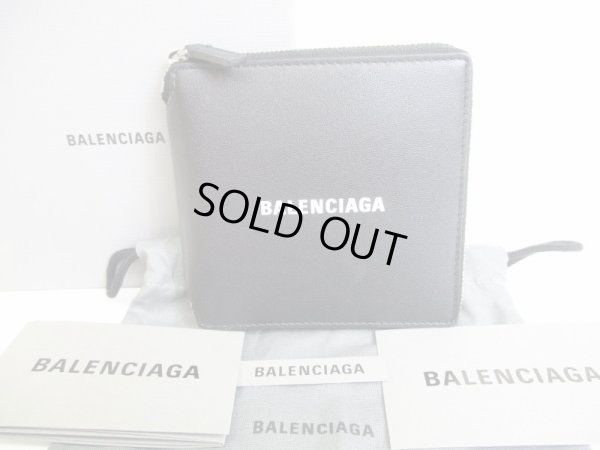 Photo1: BALENCIAGA Black Leather Bifold Round Zip Wallet Compact Wallet #8466