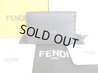 FENDI Black Leather Silver H/W Credit Card Business Card Holder #8469