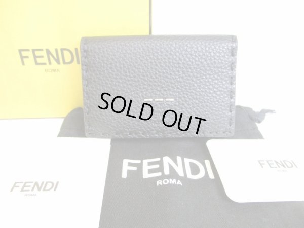 Photo1: FENDI Black Leather Silver H/W Credit Card Business Card Holder #8469