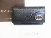 GUCCI Interlocking G Black Leather 6 Pics Key Cases #8481