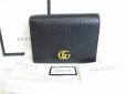 Photo1: GUCCI Marmont G Black Leather Bifold Wallet Compact Wallet #8493 (1)