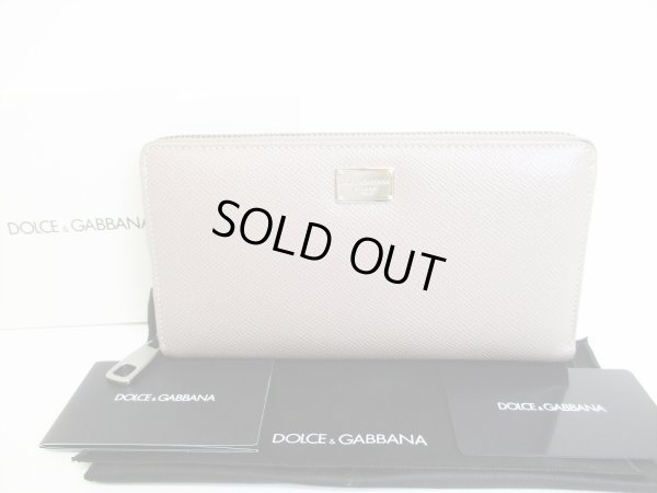 Photo1: DOLCE&GABBANA Logo Plate Gray Leather Round Zip Wallet Purse # 8500