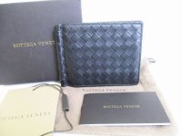BOTTEGA VENETA Intrecciato Black Leather Bifold Bill Wallet #8521