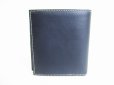 Photo2: Yves Saint Laurent YSL Navy Marine Leather Bifold Wallet #8535 (2)