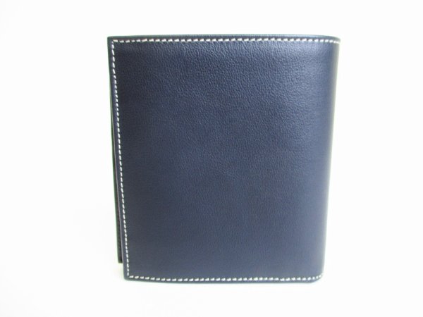 Photo2: Yves Saint Laurent YSL Navy Marine Leather Bifold Wallet #8535