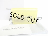 BALENCIAGA Metallic Gold Leather Trifold Mini Wallet Purse #8548