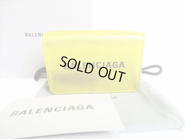 Photo1: BALENCIAGA Metallic Gold Leather Trifold Mini Wallet Purse #8548