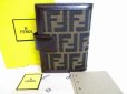 Photo1: FENDI Zucca Canvas Document Holders Small Ring Agenda Cover #8570 (1)