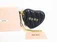 Photo1: miu miu Materasse Black Leather Heart Motif Coin Purse #8571 (1)