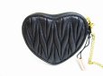 Photo2: miu miu Materasse Black Leather Heart Motif Coin Purse #8571 (2)