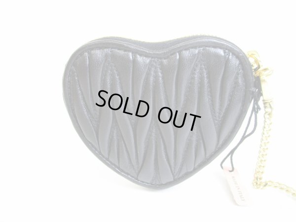 Photo2: miu miu Materasse Black Leather Heart Motif Coin Purse #8571