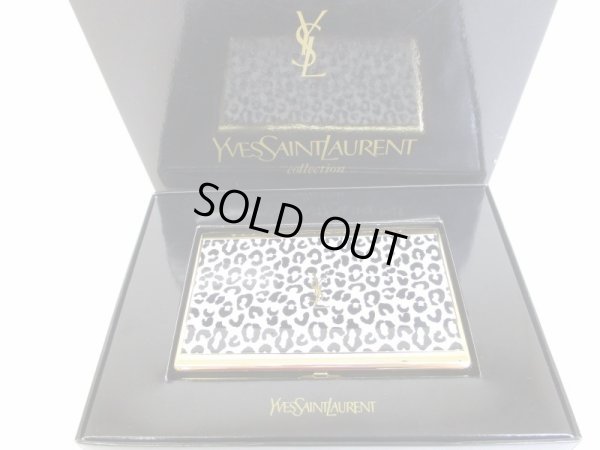 Photo1: Yves Saint Laurent YSL White Black Leopard Steel Card Holder #8593